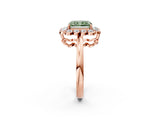 Rose gold Fancy Green Radiant  Halo Cluster Diamond Engagement Ring with Solitaire Band and Prong Setting_51