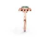 Rose gold Fancy Green Radiant  Halo Diamond Cluster Engagement Ring with Milgrain Bezel Setting and Solitaire Band_28