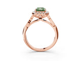 Rose gold Fancy Green Radiant  Halo Diamond Engagement Ring with Filigree Band and Four-Prong Setting_84