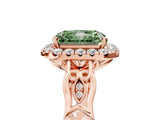 Rose gold Fancy Green Radiant  Halo Diamond Engagement Ring with Filigree Band and Four-Prong Setting_86