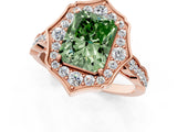 Rose gold Fancy Green Radiant  Halo Diamond Engagement Ring with Milgrain Band and Four-Prong Setting_55