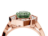 Rose gold Fancy Green Radiant  Halo Diamond Engagement Ring with Milgrain Band and Four-Prong Setting_58