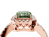 Rose gold Fancy Green Radiant  Halo Diamond Engagement Ring with Pavé Band and Four-Prong Setting_73