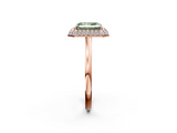 Rose gold Fancy Green Radiant  Halo Diamond Engagement Ring with Solitaire Band and Four-Prong Setting_22
