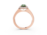 Rose gold Fancy Green Radiant  Halo Diamond Engagement Ring with Solitaire Band and Four-Prong Setting_23