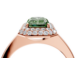 Rose gold Fancy Green Radiant  Halo Diamond Engagement Ring with Solitaire Band and Four-Prong Setting_24