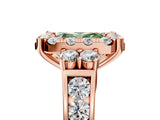 Rose gold Fancy Green Radiant  Halo Diamond Engagement Ring with Split Shank and Four-Prong Setting 5