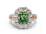 Rose gold Fancy Green Radiant  Halo Diamond Engagement Ring with Split Shank and Prong Setting_66