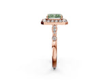 Rose gold Fancy Green Radiant  Halo Diamond Engagement Ring with Twisted Band and Four-Prong Setting 3