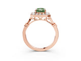 Rose gold Fancy Green Radiant  Halo Diamond Engagement Ring with Twisted Band and Four-Prong Setting 4