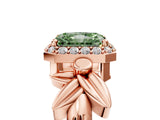 Rose gold Fancy Green Radiant  Halo Diamond Floral Band with Four-Prong Setting_60