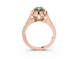Rose gold Fancy Green Radiant  Halo Diamond Floral Split Shank Engagement Ring 3