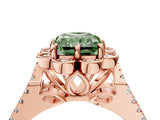 Rose gold Fancy Green Radiant  Halo Diamond Floral Split Shank Engagement Ring 4
