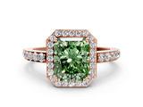 Rose gold Fancy Green Radiant  Halo Diamond Pavé Band Ring with Prong Setting_20