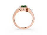 Rose gold Fancy Green Radiant  Halo Diamond Pavé Band Ring with Prong Setting_23
