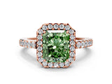 Rose gold Fancy Green Radiant  Halo Diamond Pavé Solitaire Ring_57