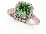 Rose gold Fancy Green Radiant  Halo Diamond Pavé Solitaire Ring_58