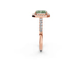 Rose gold Fancy Green Radiant  Halo Diamond Pavé Solitaire Ring_59