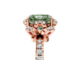 Rose gold Fancy Green Radiant  Halo Diamond Pave Band Ring with Four-Prong Setting_20