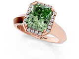 Rose gold Fancy Green Radiant  Halo Diamond Ring with Cathedral Band and Four-Prong Setting_50