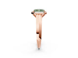 Rose gold Fancy Green Radiant  Halo Diamond Ring with Cathedral Band and Four-Prong Setting_51