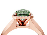 Rose gold Fancy Green Radiant  Halo Diamond Ring with Cathedral Band and Four-Prong Setting_53