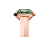 Rose gold Fancy Green Radiant  Halo Diamond Ring with Cathedral Band and Four-Prong Setting_54