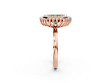 Rose gold Fancy Green Radiant  Halo Diamond Ring with Milgrain Edge and Round Prong Setting_28