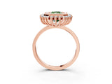 Rose gold Fancy Green Radiant  Halo Diamond Ring with Milgrain Edge and Round Prong Setting_29