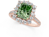 Rose gold Fancy Green Radiant  Halo Diamond Ring with Pavé Band and Prong Setting_38