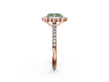Rose gold Fancy Green Radiant  Halo Diamond Ring with Pavé Band and Prong Setting_39