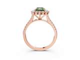 Rose gold Fancy Green Radiant  Halo Diamond Ring with Pavé Band and Prong Setting_40
