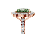 Rose gold Fancy Green Radiant  Halo Diamond Ring with Pavé Band and Prong Setting_42