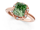 Rose gold Fancy Green Radiant  Halo Diamond Ring with Round Cluster Setting, Solitaire Band, and Four-Prong Setting_50