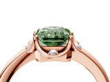 Rose gold Fancy Green Radiant  Halo Diamond Ring with Round Cluster Setting, Solitaire Band, and Four-Prong Setting_53