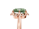 Rose gold Fancy Green Radiant  Halo Diamond Ring with Round Cluster Setting, Solitaire Band, and Four-Prong Setting_54