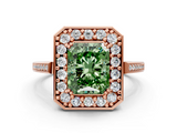 Rose gold Fancy Green Radiant  Halo Diamond Ring with Split Shank and Four-Prong Setting_71
