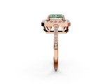 Rose gold Fancy Green Radiant  Halo Diamond Ring with Split Shank and Four-Prong Setting_73