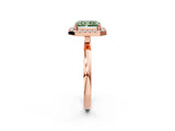 Rose gold Fancy Green Radiant  Halo Diamond Solitaire with Pavé Band and Four-Prong Setting_118