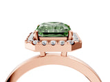 Rose gold Fancy Green Radiant  Halo Diamond Solitaire with Pavé Band and Four-Prong Setting_120