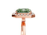 Rose gold Fancy Green Radiant  Halo Diamond Solitaire with Pavé Band and Four-Prong Setting_121