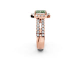 Rose gold Fancy Green Radiant  Halo Diamond Split Shank Engagement Ring with Prong Setting_47