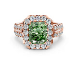 Rose gold Fancy Green Radiant  Halo Diamond Split Shank Engagement Ring with Prong Setting_57