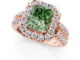 Rose gold Fancy Green Radiant  Halo Diamond Split Shank Engagement Ring with Prong Setting_58