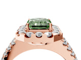 Rose gold Fancy Green Radiant  Halo Diamond Split Shank Engagement Ring with Prong Setting_61