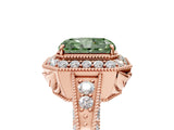Rose gold Fancy Green Radiant  Halo Diamond Split Shank Ring with Milgrain Detail_53