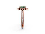 Rose gold Fancy Green Radiant  Halo Milgrain Pave Diamond Ring with Four-Prong Setting 3