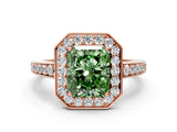 Rose gold Fancy Green Radiant  Halo Pavé Diamond Engagement Ring with Bezel Setting_37