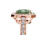 Rose gold Fancy Green Radiant  Halo Pavé Diamond Engagement Ring with Bezel Setting_42
