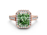 Rose gold Fancy Green Radiant  Halo Pavé Diamond Engagement Ring with Four-Prong Setting_27